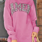 Khaki Amen Leopard Letter Print Oversized Pullover Sweatshirt