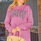 Khaki Amen Leopard Letter Print Oversized Pullover Sweatshirt