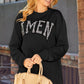 Khaki Amen Leopard Letter Print Oversized Pullover Sweatshirt