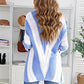 Striped Colorblock V Neck Knitted Sweater