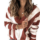 Striped Colorblock V Neck Knitted Sweater