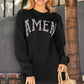 Khaki Amen Leopard Letter Print Oversized Pullover Sweatshirt