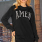 Khaki Amen Leopard Letter Print Oversized Pullover Sweatshirt