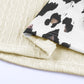 Beige Asymmetric Leopard Patchwork Wide Sleeve V Neck Sweater