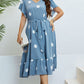 Polka Dot Belted Flutter Sleeve Ruffle Hem Dress