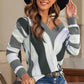 Striped Colorblock V Neck Knitted Sweater