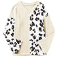 Beige Asymmetric Leopard Patchwork Wide Sleeve V Neck Sweater