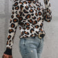Leopard Round Neck Dropped Shoulder Sweater