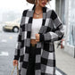 Plaid Dropped Shoulder Cardigan with Pocket