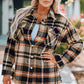 Double Take Plaid Button Front Shirt Jacket with Breast Pockets