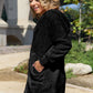 Double Take Full Size Hooded Teddy Bear Jacket with Thumbholes