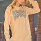 Khaki Amen Leopard Letter Print Oversized Pullover Sweatshirt
