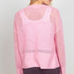Very J Eyelet Open Front Long Sleeve Cardigan