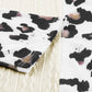 Beige Asymmetric Leopard Patchwork Wide Sleeve V Neck Sweater