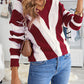 Striped Colorblock V Neck Knitted Sweater