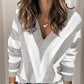 Striped Colorblock V Neck Knitted Sweater