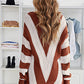 Striped Colorblock V Neck Knitted Sweater