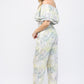 Fate by LFD Tropical Print off-Shoulders Jumpsuit with Pockets