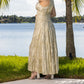 Ranees White Gold Foil Dazzle Dress