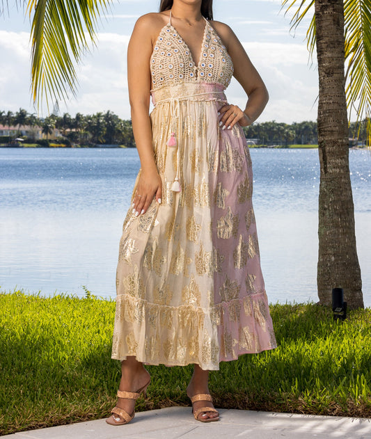 Ranees Ivory Pink Dazzle Dress