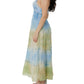 Mustard Blue Long Dazzle Dress with pearls