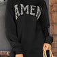 Khaki Amen Leopard Letter Print Oversized Pullover Sweatshirt