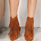 Legend Womens Tassel Wedge Heel Ankle Booties