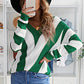 Striped Colorblock V Neck Knitted Sweater