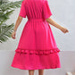 Belted Frill Trim Flutter Sleeve Dress [favorgrace]