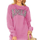 Khaki Amen Leopard Letter Print Oversized Pullover Sweatshirt