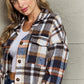 Double Take Plaid Button Front Shirt Jacket with Breast Pockets