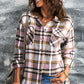 Double Take Plaid Button Front Shirt Jacket with Breast Pockets