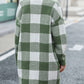Plaid Dropped Shoulder Cardigan with Pocket
