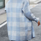 Plaid Dropped Shoulder Cardigan with Pocket