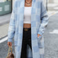 Plaid Dropped Shoulder Cardigan with Pocket