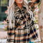 Double Take Plaid Button Front Shirt Jacket with Breast Pockets