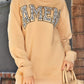 Khaki Amen Leopard Letter Print Oversized Pullover Sweatshirt