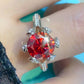 Moissanite 2 Carat 6 Prong Ring in Phoenix Fire